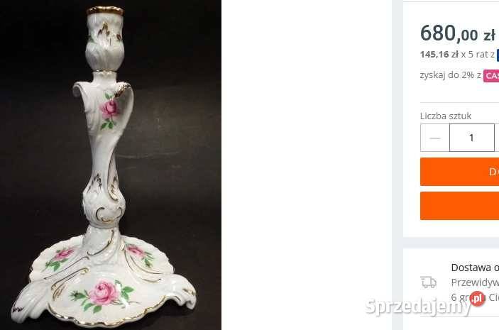 Piękny Porcelanowy Komplet w Stylu Miśnieńskim Porcelana i szkło Kraków