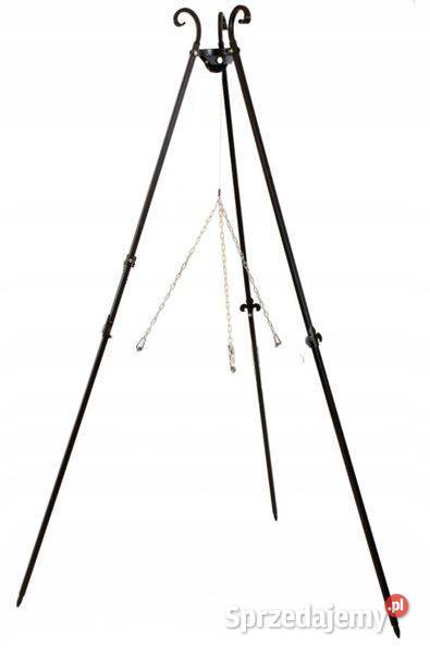 TRÓJNÓG ogrodowy z łańcuszkiem na ruszt kociołek Skawina