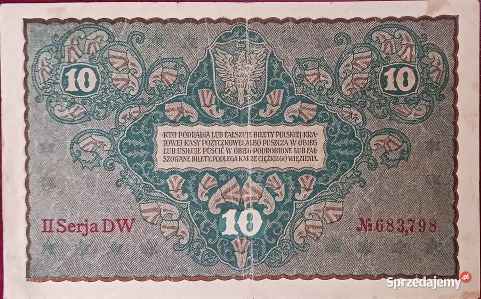 10 Marek Polskich 23 VIII 1919 rII seria DW wielkopolskie Konin