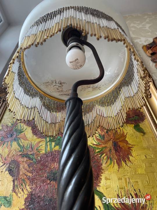 Antyk XIX wieczna przepiękna lampa z metalu Kłodzko