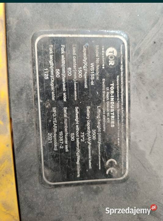 Wózek paletowy elektryczny 15 t wysokość Głazica