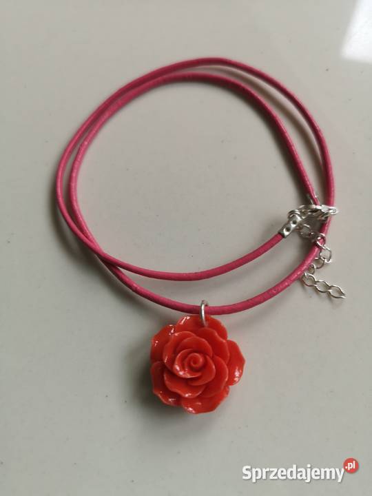 Naszyjnik róża koral choker srebro Toruń