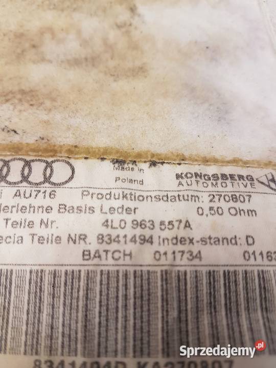 MATA GRZEWCZA FOTELA OPARCIE AUDI Q7 4L0963557A Przystajń