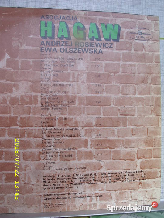 JAZZ WINYL LP ASOCJACJA HAGAW E OLSZEWSKA MUZA dolnośląskie Wołów