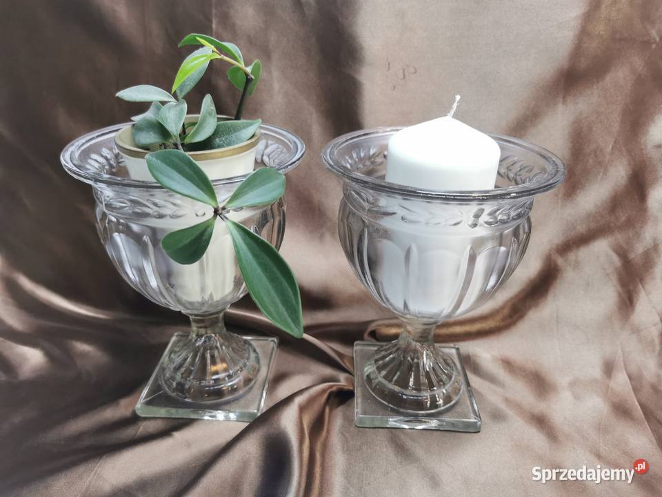 Duże gazony szklane na kwadratowej podstawie Porcelana i szkło Lublin