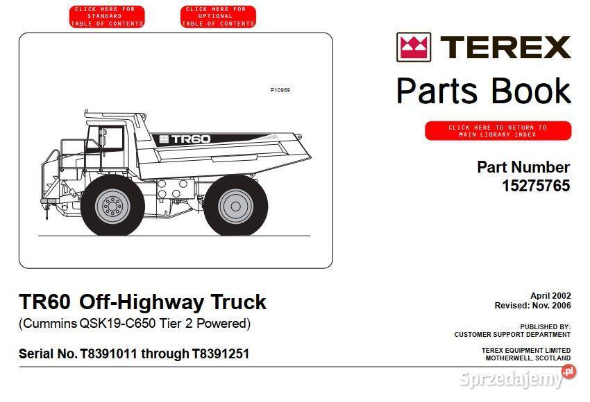 TEREX TR60 instrukcja obsługi katalog części motoryzacja, transport Kielce
