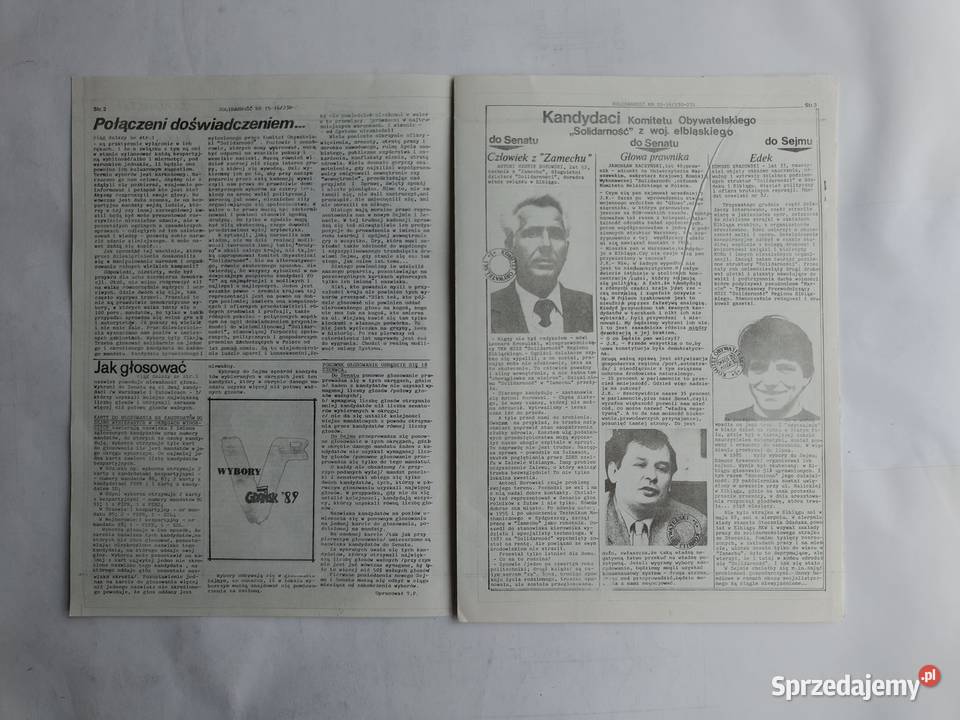 NSZZ Solidarność Wybory czerwiec 1989r kandydaci Gdynia
