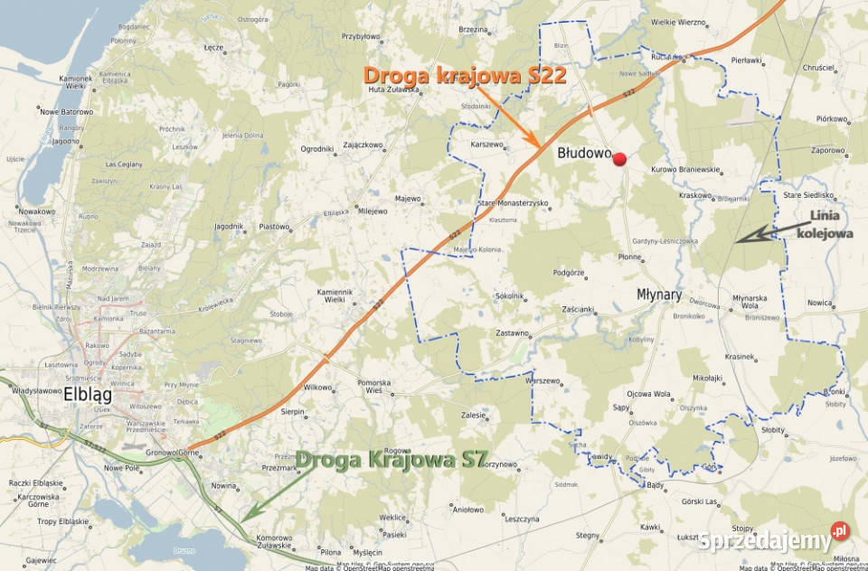 Działka o pow 128 ha zabudowana budynkiem Błudowo sprzedam