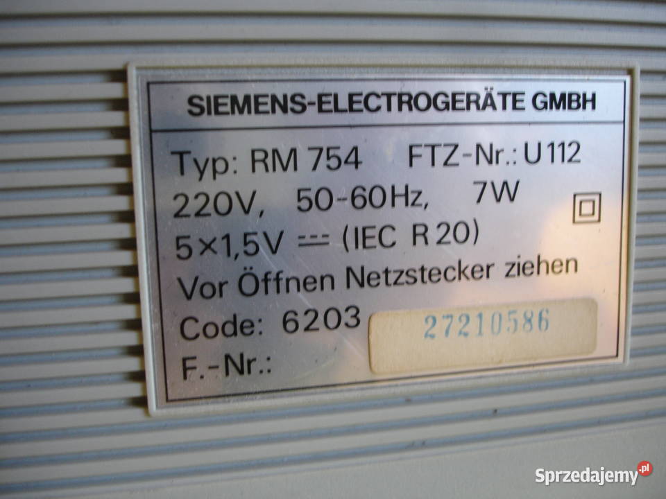 Radiomagnetofon SIEMENS CLUB 754 Zielona Góra