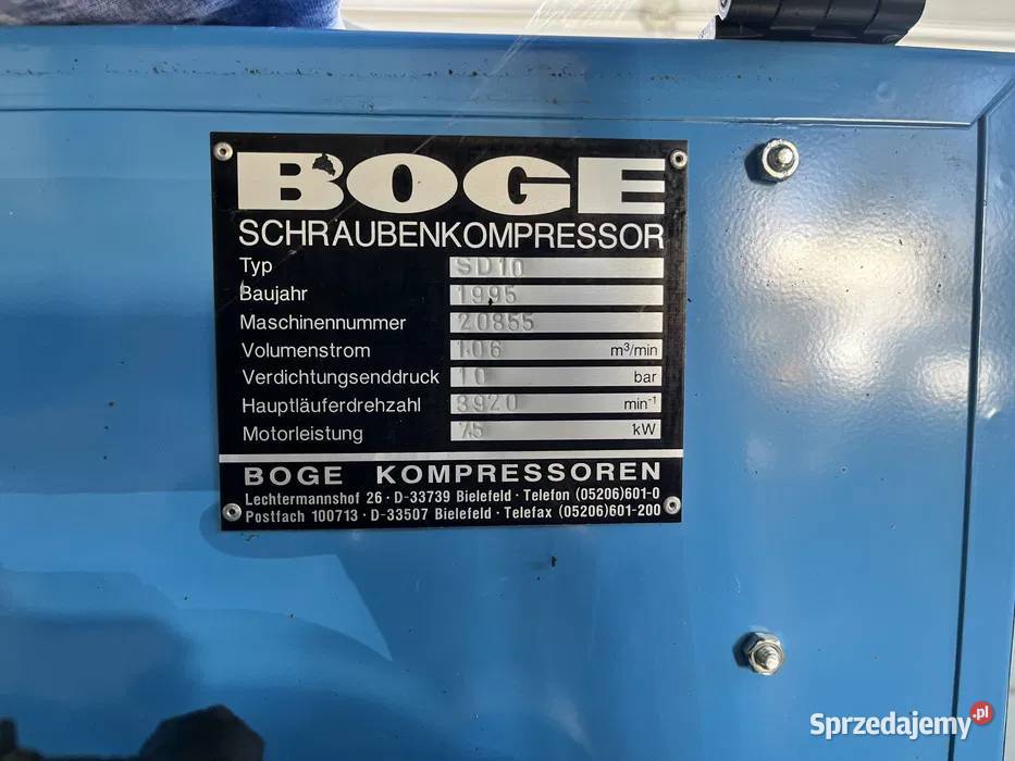 kompresor Śrubowy boge sd10 500l Gościszów sprzedam