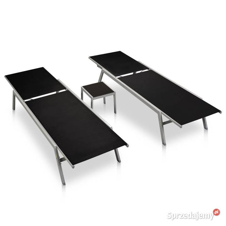 vidaXL Leżaki ze stolikiem 2 stal i tworzywo