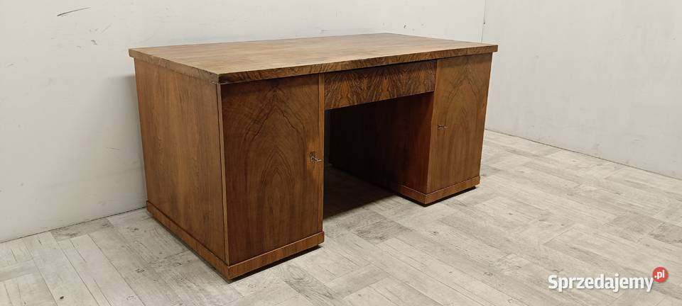 biurko art deco stare drewniane dwustronne 85cm Radomsko