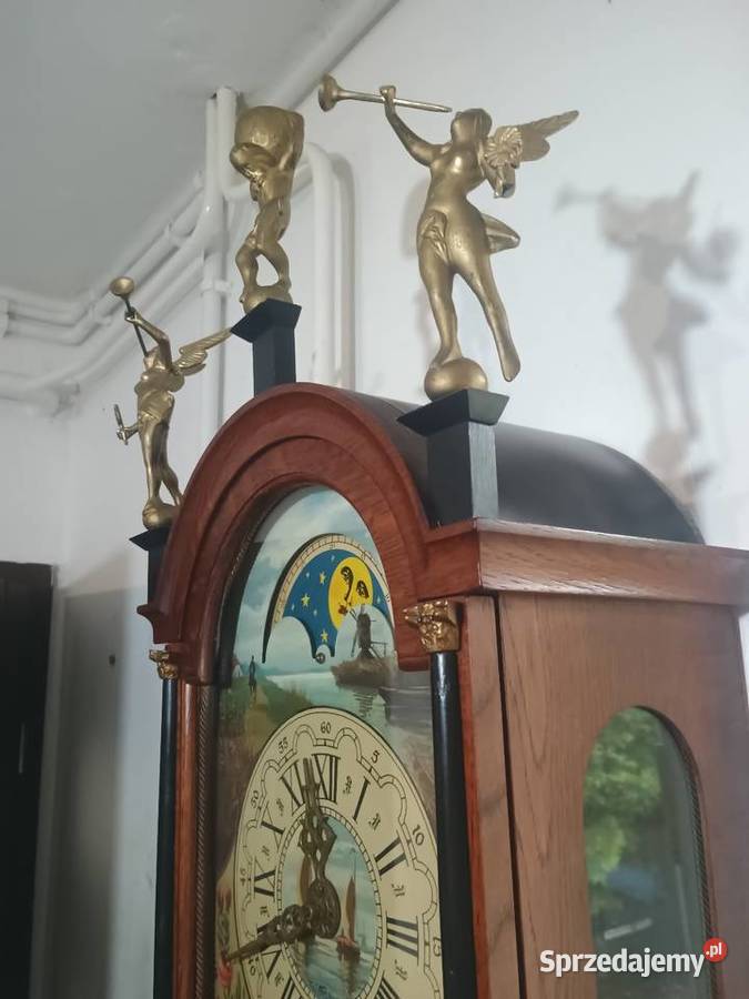Wiszący zegar holenderski z fazami księżyca i podkarpackie Łąka