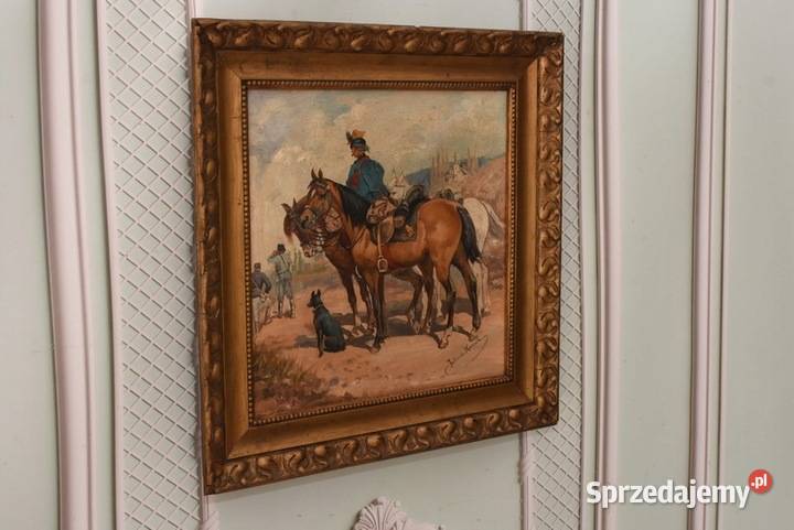 Juliusz Kossak Żołnierz Na Koniu Stary Obraz Kraków