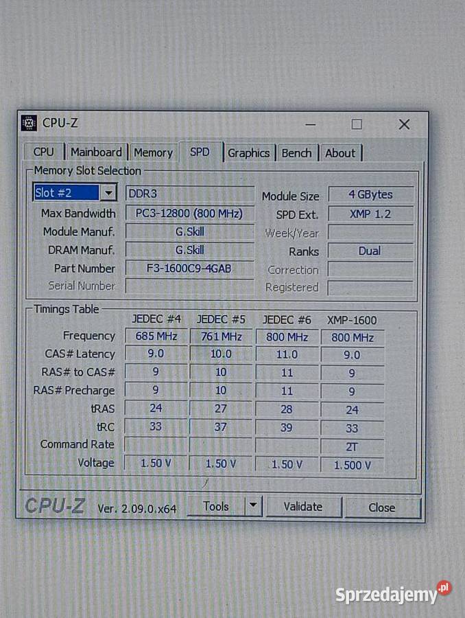 Pamięć 8GB DDR3 GSkill Ares2 Moduły 4GB Witnica