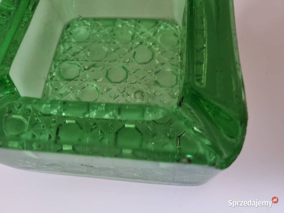 Popielnica zielone szkło PRL Lublin