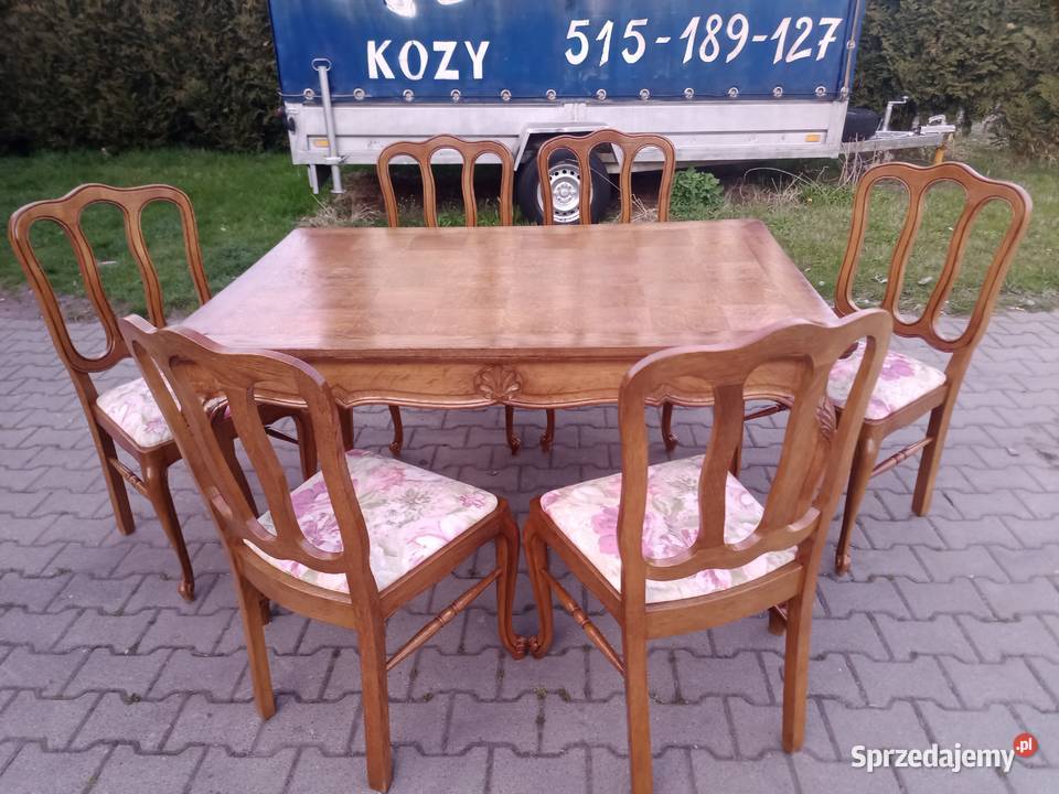 Komplet Stół i 6 krzeseł LUDWIK XVI Dąb