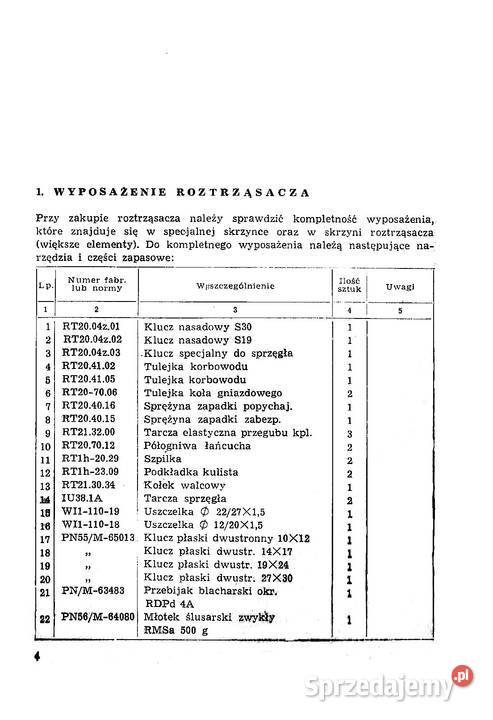 Instrukcja obsługi i katalog części rozrzutnik miękka sprzedam