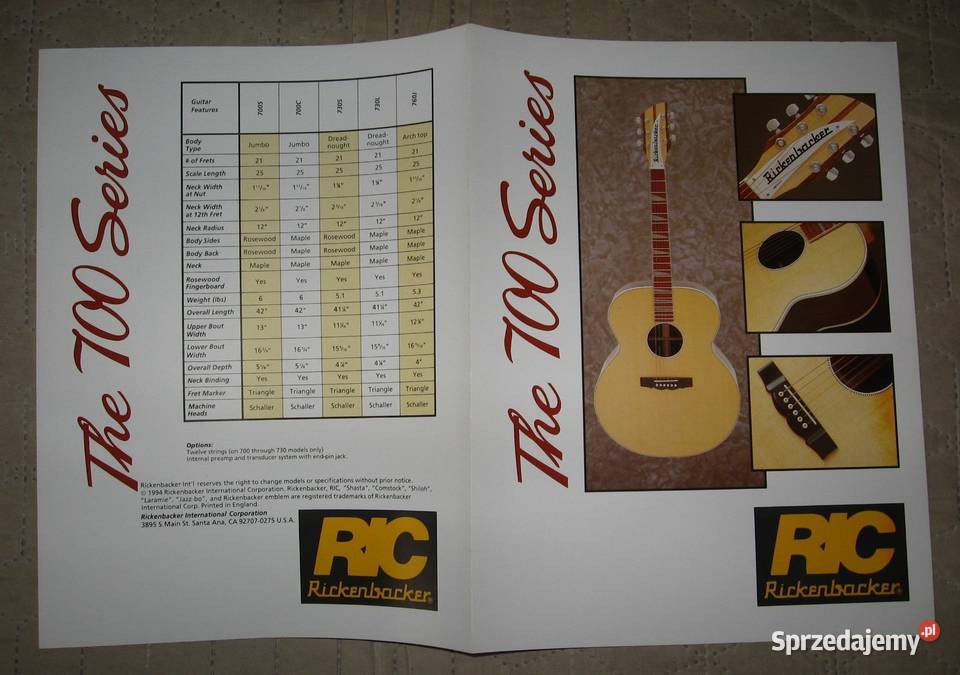 Rickenbacker Vintage Series zestaw broszur gitar Kępice sprzedam