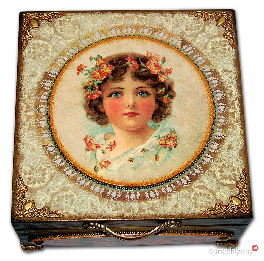 SZKATUŁKA pudełko drewniane VICTORIAN GIRL 20x20 Dom i Ogród kujawsko-pomorskie Bydgoszcz