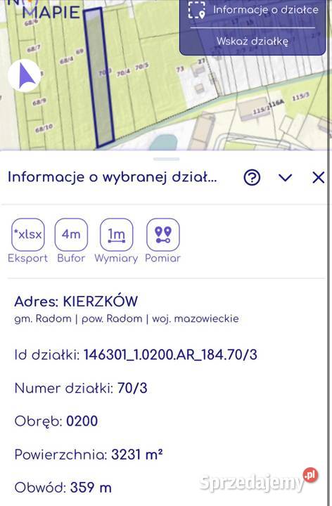 Działka Marglowa Radom 10 198 m2 sprzedam