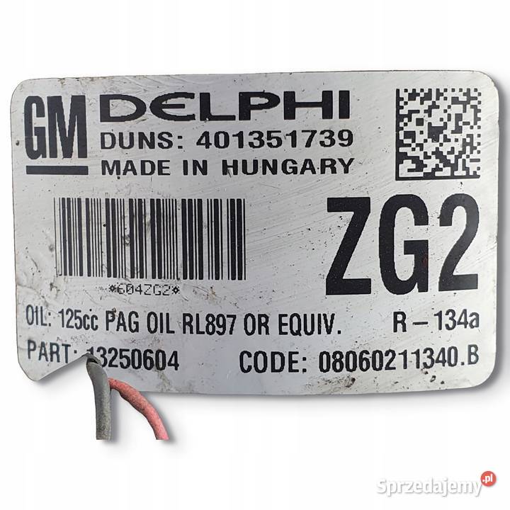 SPRĘŻARKA KLIMATYZACJI Opel Astra J 16 16V Klimatyzacja lubelskie Chełm sprzedam