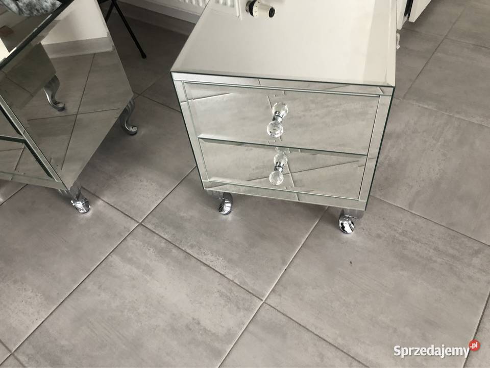 Stolik nocny lustrzany ze szkła glamour OKAZJA Kępno