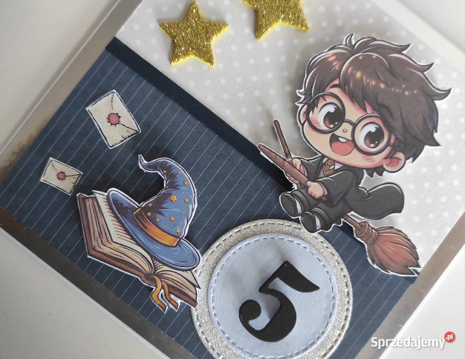 Kartka ręcznie robiona na urodziny Harry Potter Łódź