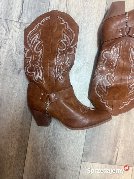 40 Brązowe bogato zdobione kozaki kowbojki z Kraków