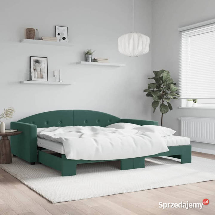 Sofa rozsuwana z materacami ciemnozielona Warszawa sprzedam