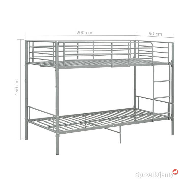 Łóżko piętrowe szare metalowe 90 x 200 WM287911 Łóżka