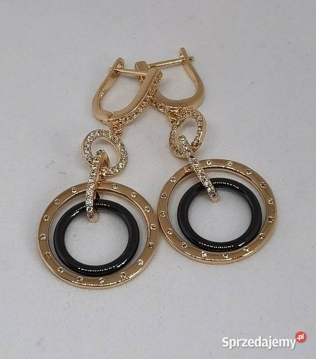 Eleganckie kolczyki ceramiczne złote Kołobrzeg