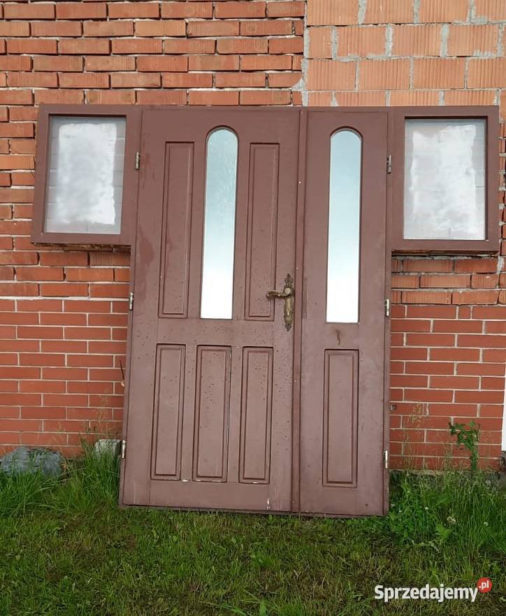 Drzwi sosnowe dwuskrzydłowe do altany komórki sprzedam