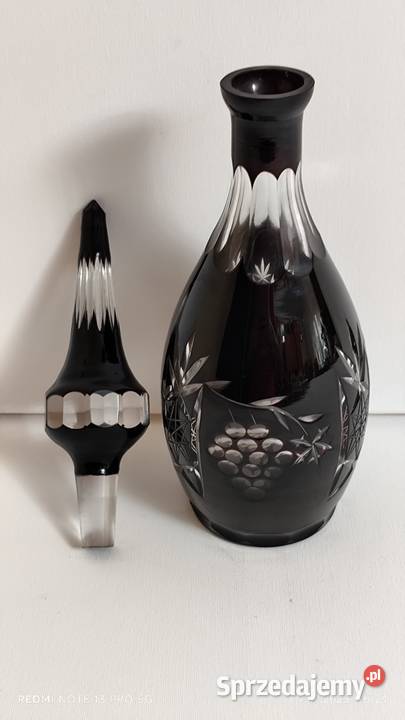 Karafka Kryształowa Rubinowa Pięknie Szlifowana Wiązów