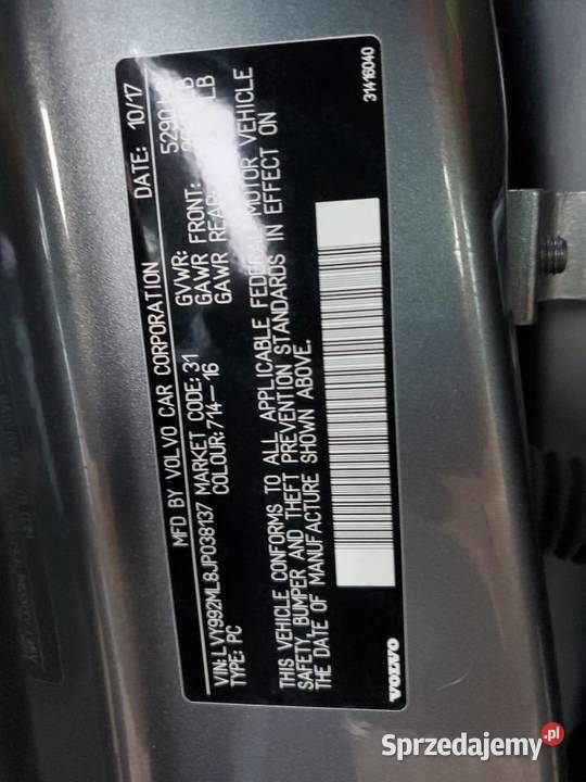 2017 VOLVO S90 T6 INSCRIPTION automatyczna Częstochowa sprzedam