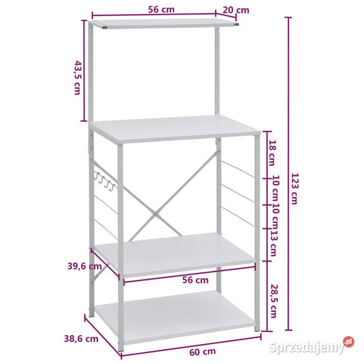 Szafka na mikrofalówkę biała 60x396x123 WM288240 Pozostałe mazowieckie Warszawa