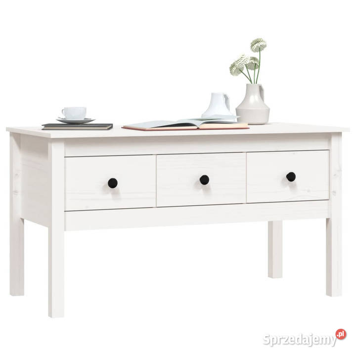 Stolik kawowy biały 102x49x55 lite drewno Warszawa