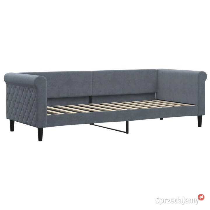 Sofa z funkcją spania ciemnoszara aksamitna Warszawa