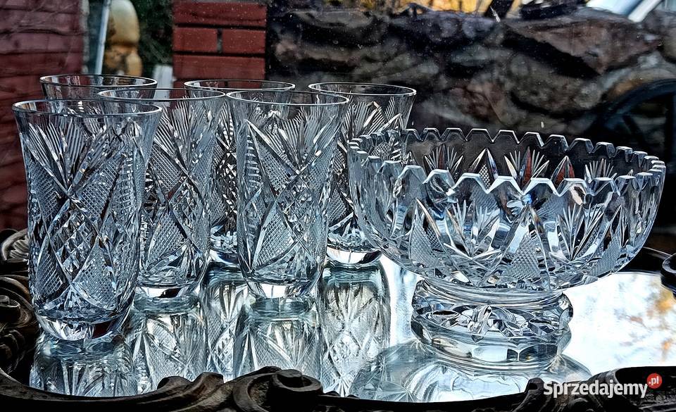Zestaw kryształowy szklanki 6 sztuk miska Klenica