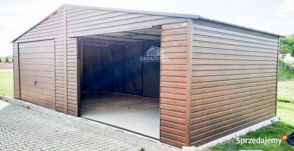 GARAŻ BLASZANY 8m x 6m DWUSPAD 2X BRAMA UCHYLNA Łapanów