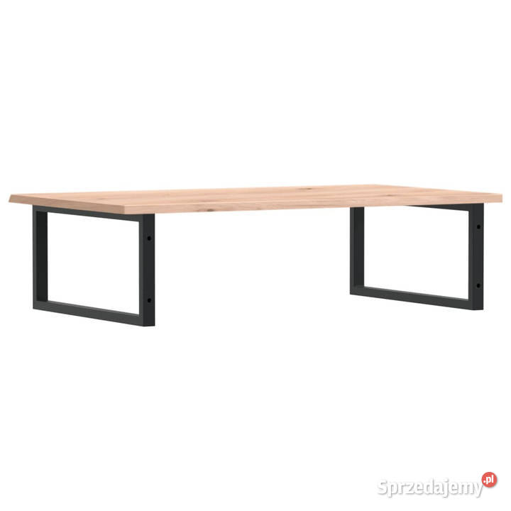 Półka ścienna pod umywalkę stal i lite drewno