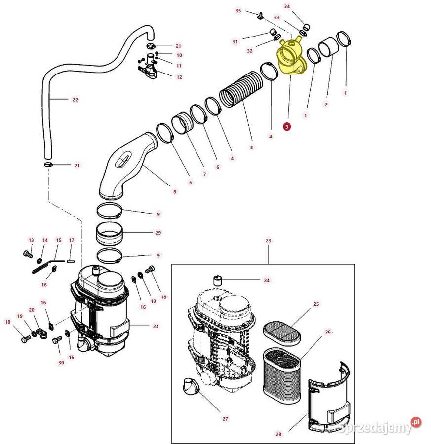 Przewód filtra powietrza Massey Ferguson Valtra Białystok