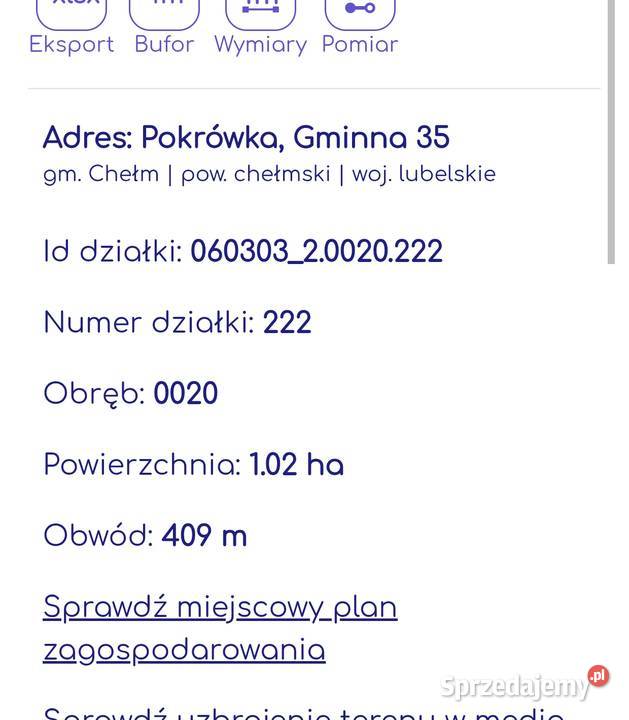 Działka z potencjałem 102 ha Pokrówka