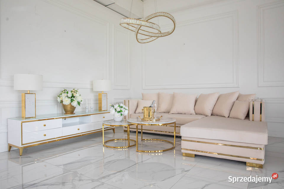 Złoty nowoczesny żyrandol kryształowy glamour Warszawa