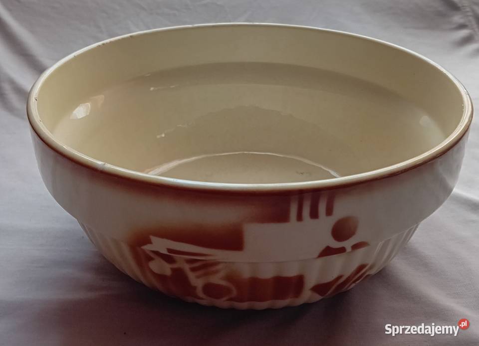 Fajansowa misa art deco zdobiona techniką Koźminek
