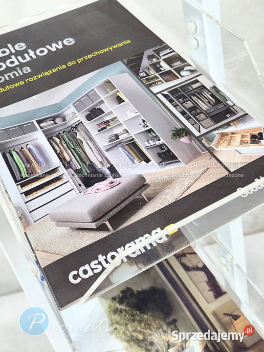 Biały reklamowy stojak na foldery katalogi Łódź