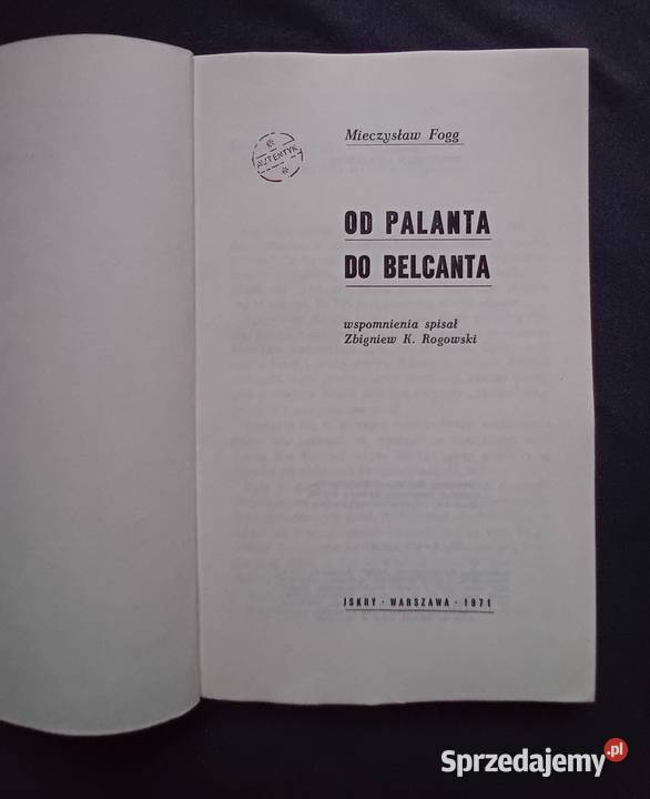 Mieczysław Fogg palanta do Belcanta Iskry 1971 r Koźminek sprzedam