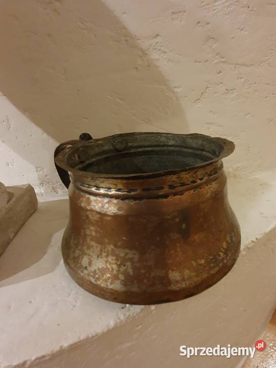 stary DZBANEK miedziany z uchwytem Lublin