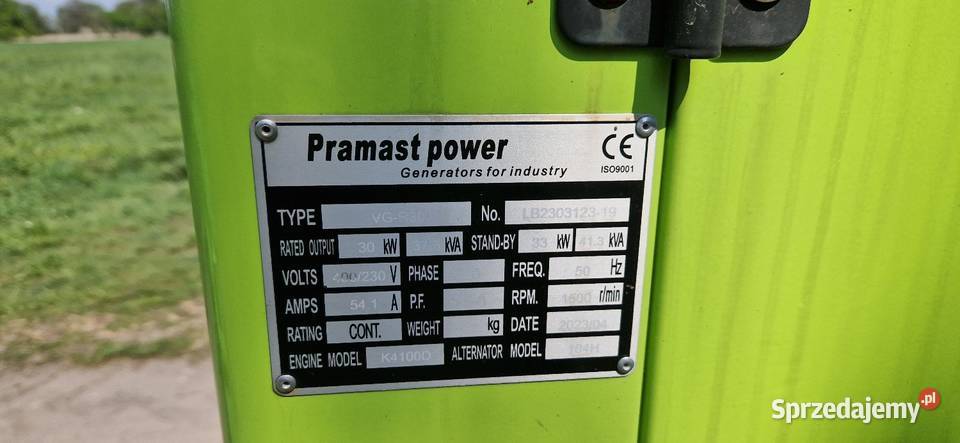 Agregat prądotwórczy na kołach jezdny 30 kW Namysłów sprzedam