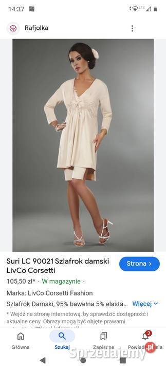 Szlafrok Suri LC 90021 Ecru Ekri LivCo Corsetti Warszawa
